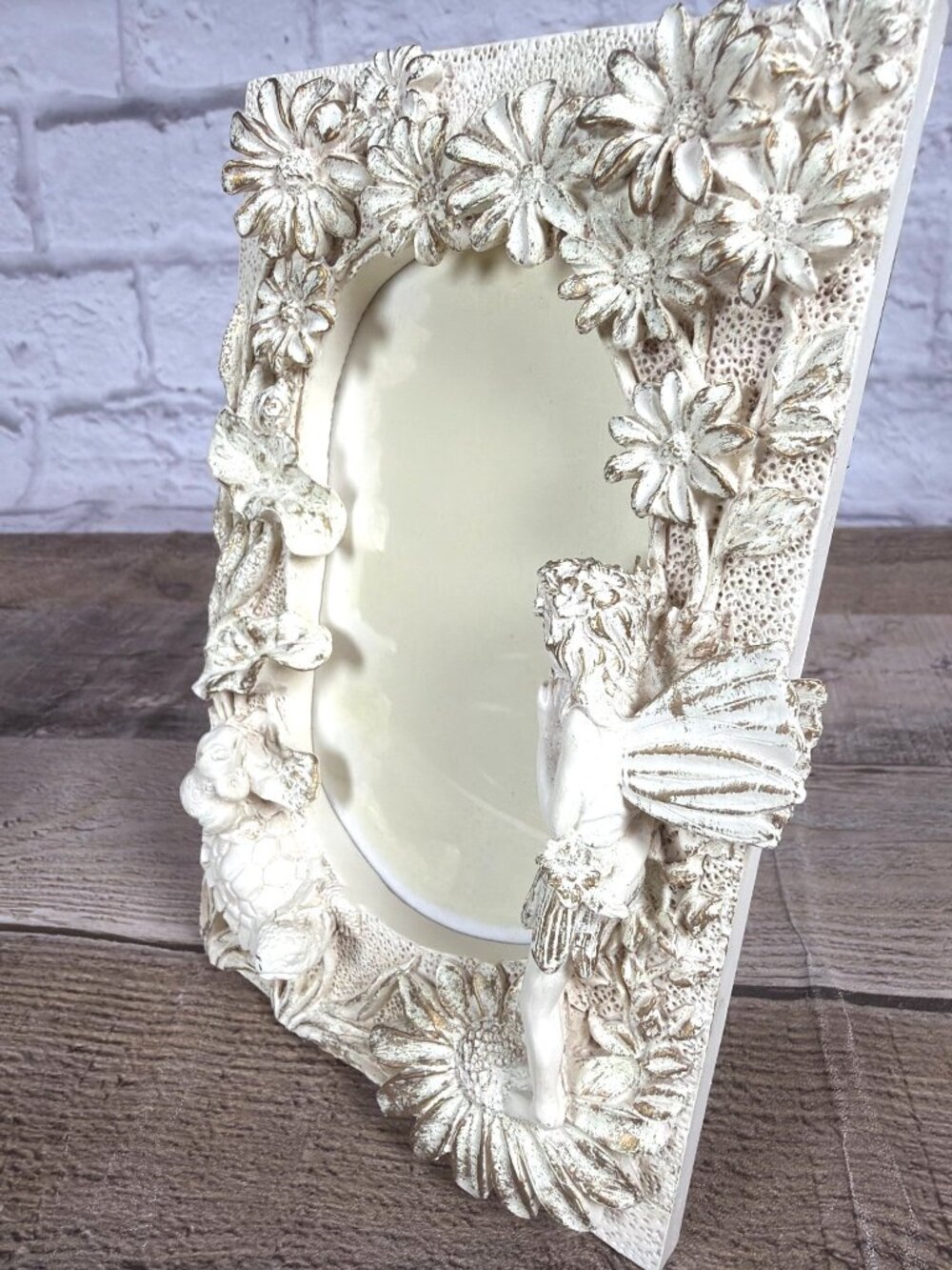 VTG 1990s Fairy Daisy 3D Ivory Resin Set Picture Photo Frame Lidded Trinket Box - Picture 13 of 15